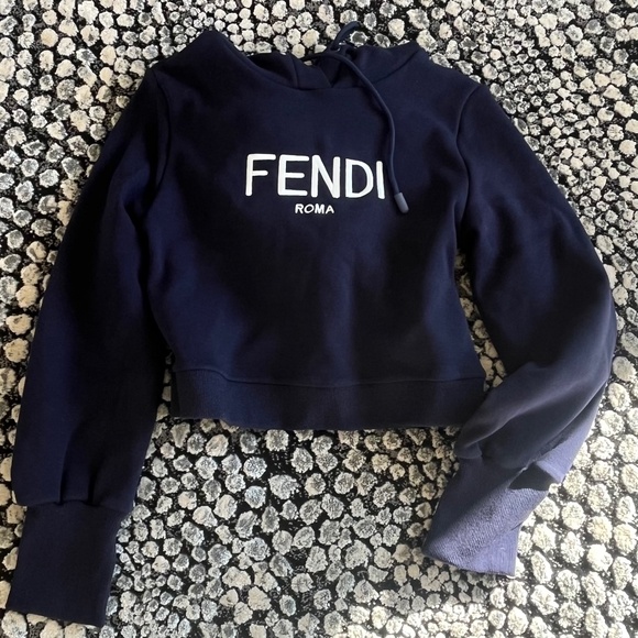 Fendi Tops - Fendi Navy Cropped hoodie